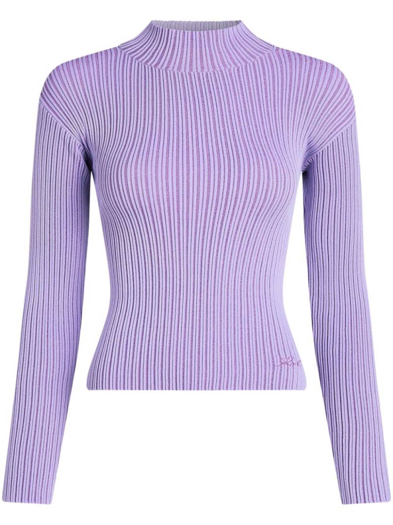 Karl Lagerfeld mock-neck lurex T-shirt - Purple von Karl Lagerfeld