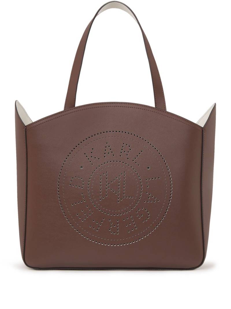 Karl Lagerfeld large K/Circle perforated leather tote bag - Brown von Karl Lagerfeld