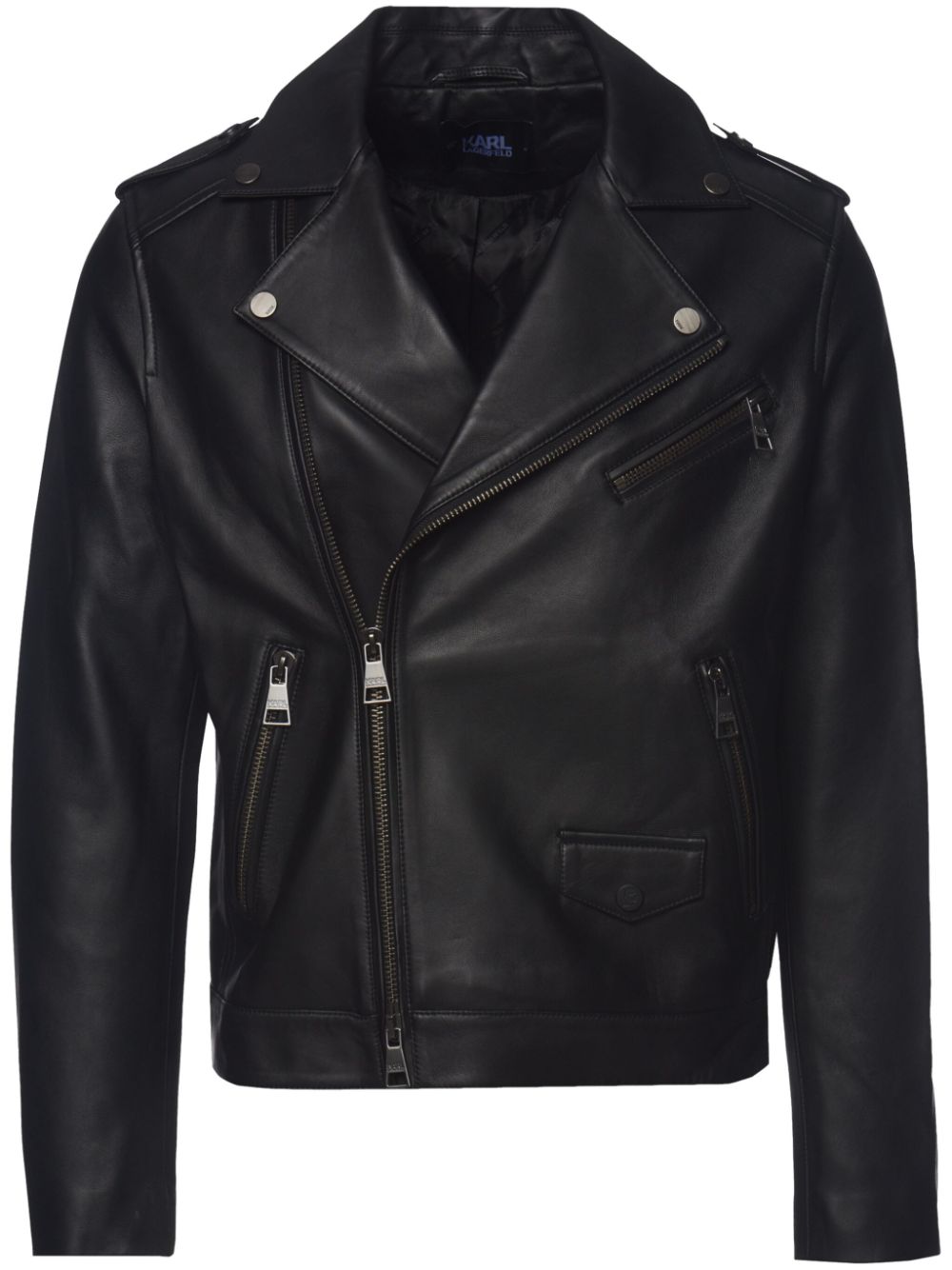 Karl Lagerfeld leather biker jacket - Black von Karl Lagerfeld