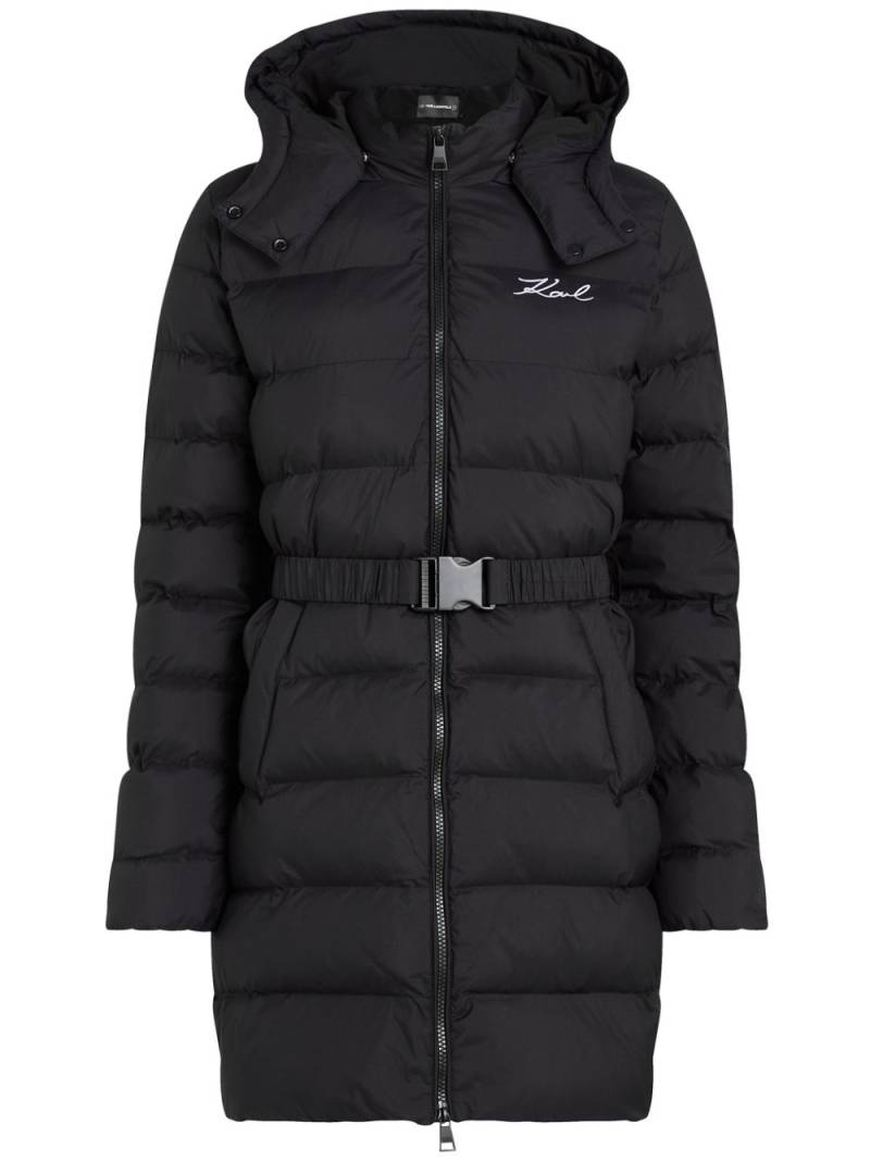 Karl Lagerfeld lightweight long puffer coat - Black von Karl Lagerfeld