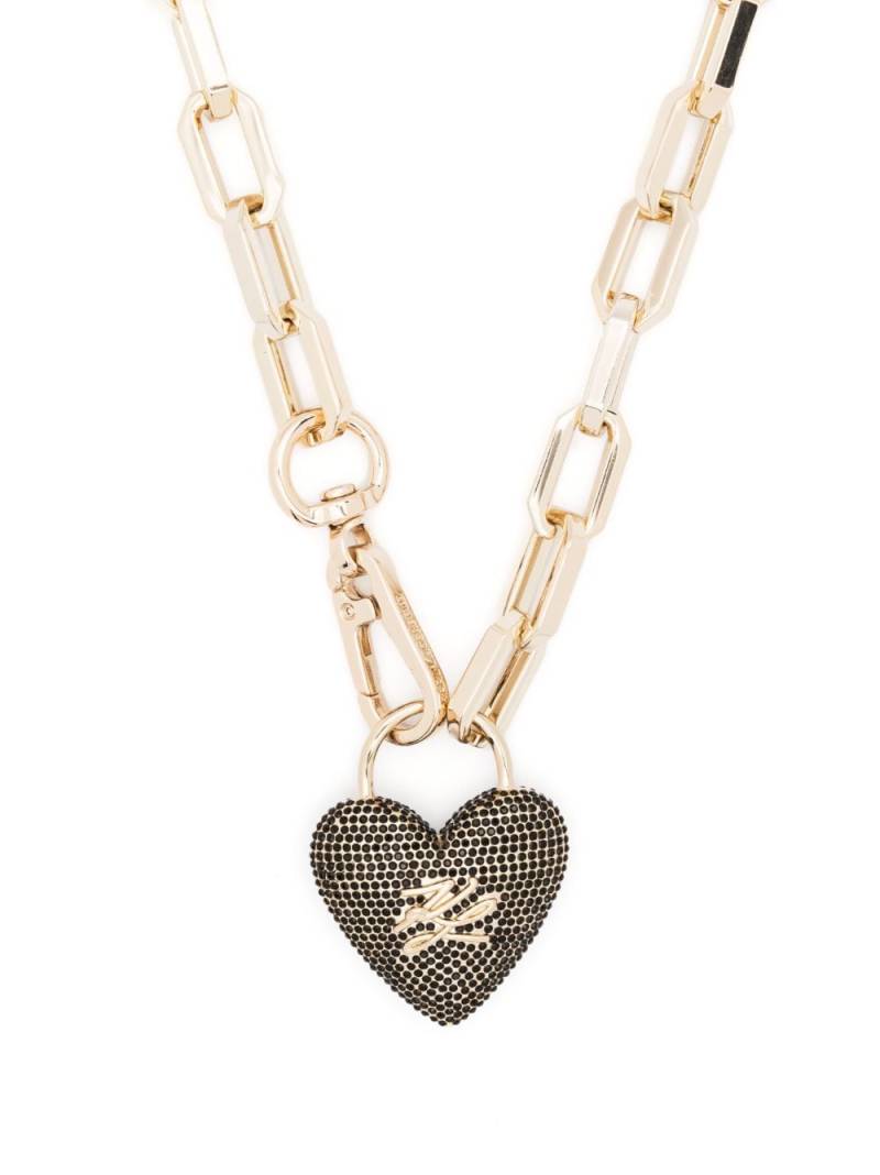 Karl Lagerfeld logo-embossed heart necklace - Gold von Karl Lagerfeld