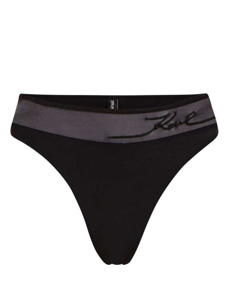 Karl Lagerfeld logo-embroidered bikini bottoms - Black von Karl Lagerfeld