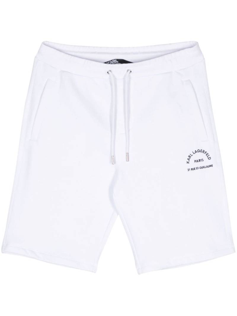 Karl Lagerfeld logo-embroidered cotton track shorts - White von Karl Lagerfeld