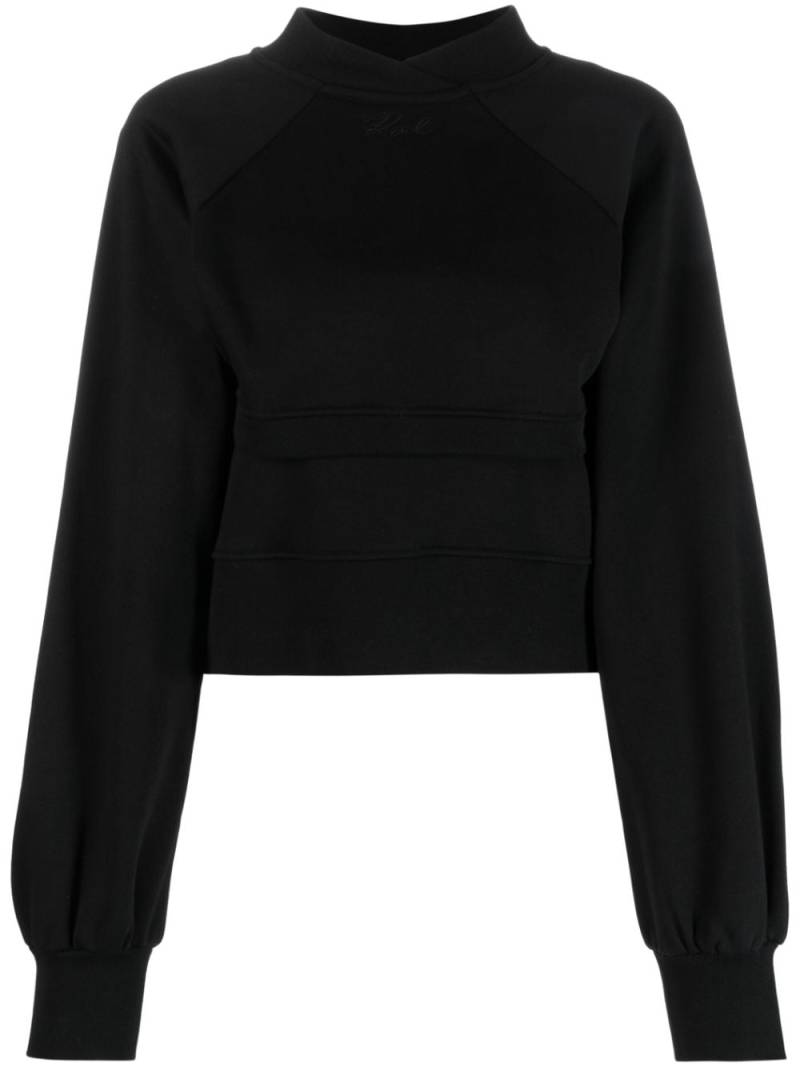 Karl Lagerfeld logo-embroidered cropped sweatshirt - Black von Karl Lagerfeld