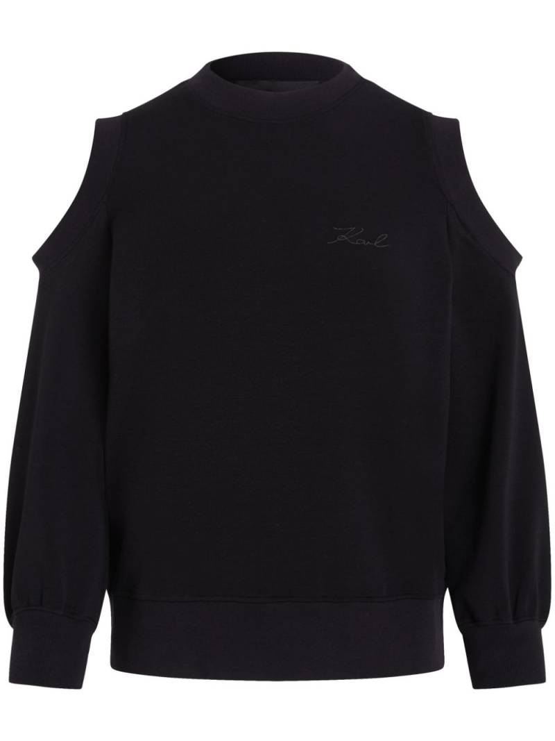 Karl Lagerfeld logo-embroidered cut out-detail sweatshirt - Black von Karl Lagerfeld