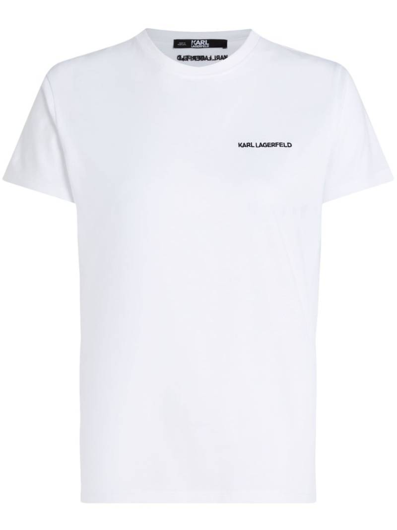 Karl Lagerfeld logo-embroidered organic-cotton T-shirt - White von Karl Lagerfeld