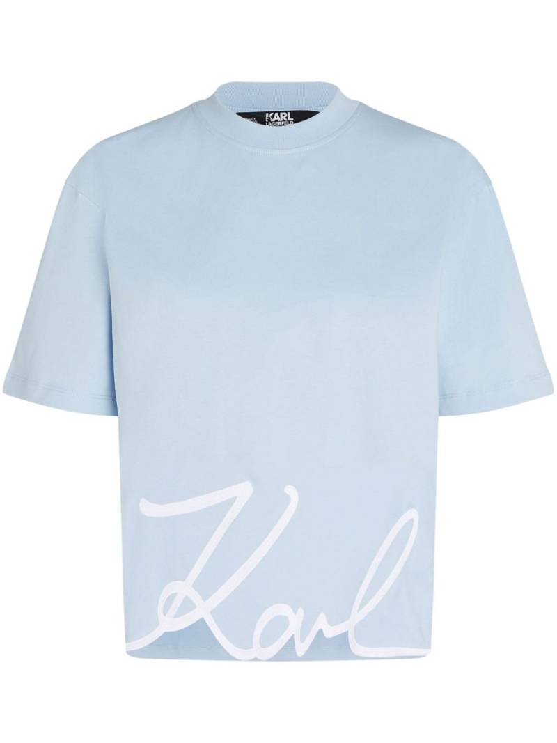 Karl Lagerfeld Signature organic-cotton T-shirt - Blue von Karl Lagerfeld