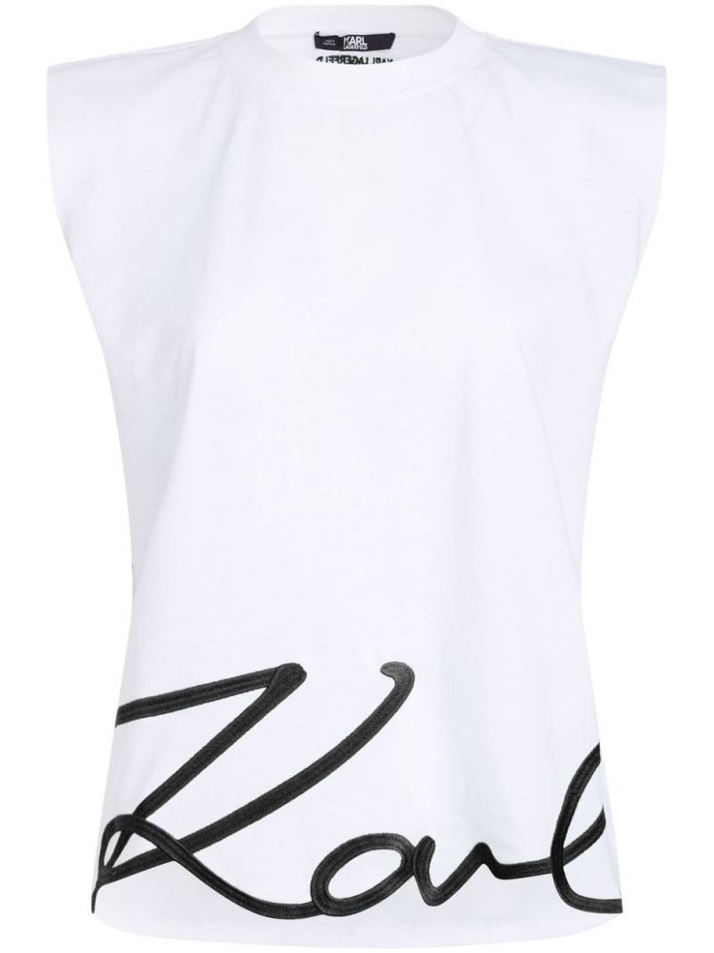 Karl Lagerfeld Signature organic-cotton tank top - White von Karl Lagerfeld