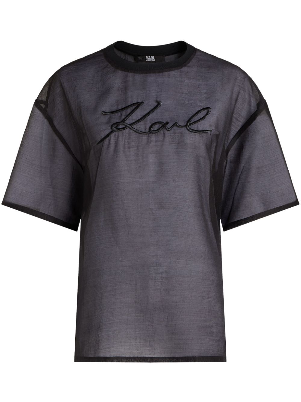 Karl Lagerfeld Signature organza T-shirt - Black von Karl Lagerfeld