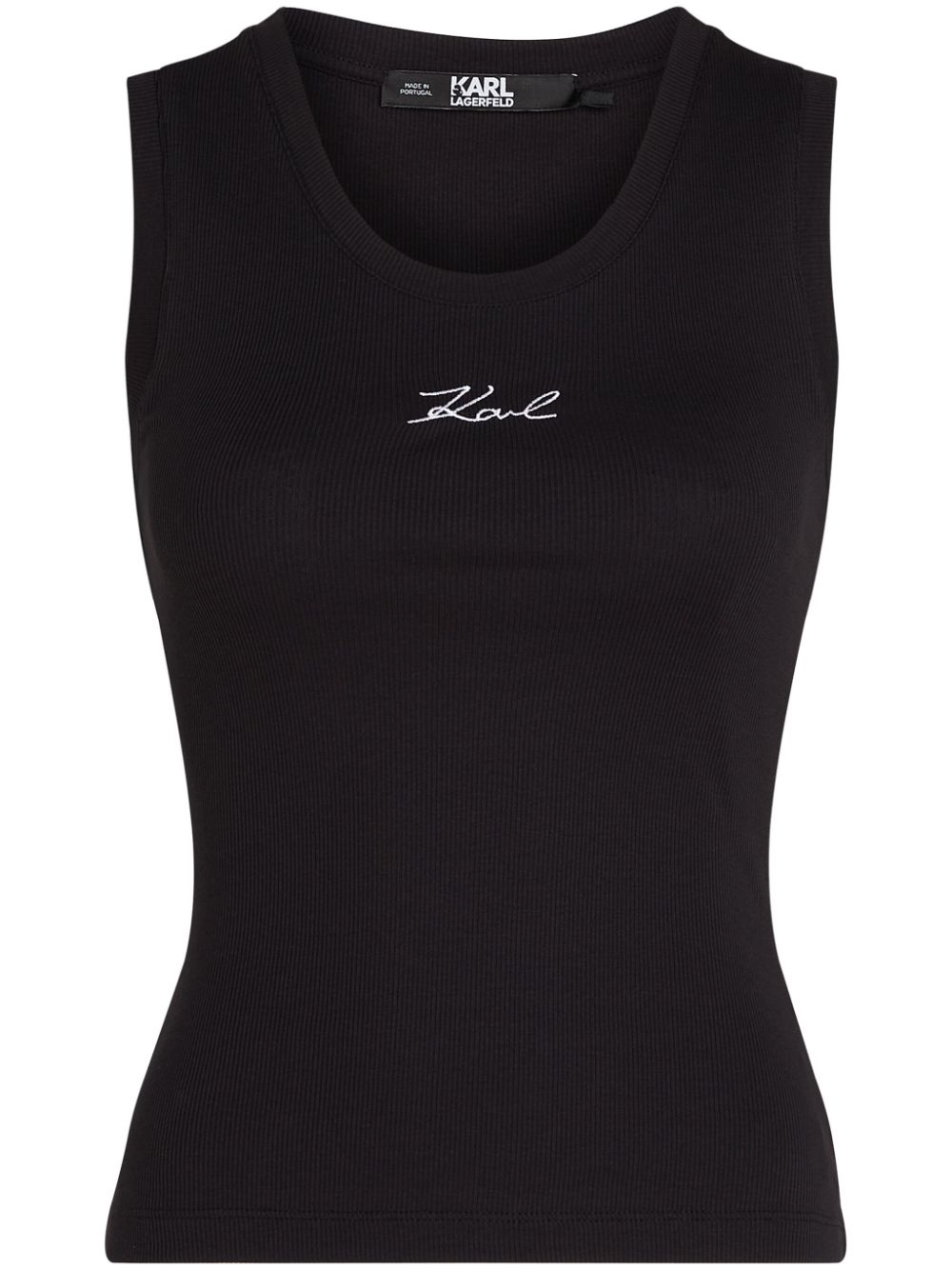 Karl Lagerfeld logo-embroidered ribbed tank top - Black von Karl Lagerfeld