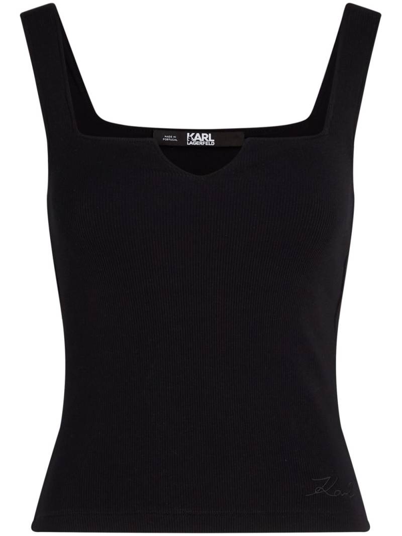 Karl Lagerfeld logo-embroidered ribbed top - Black von Karl Lagerfeld