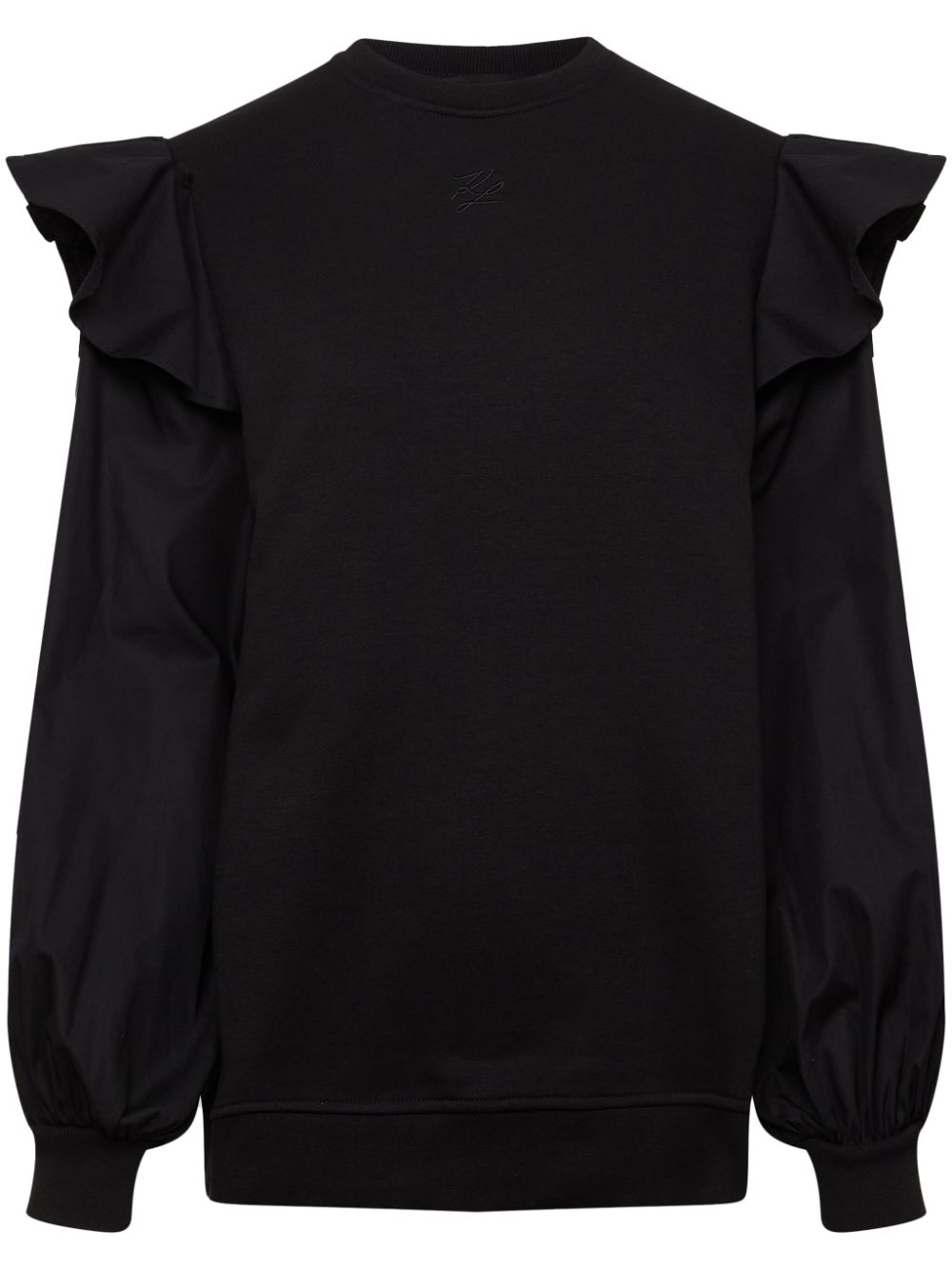 Karl Lagerfeld logo-embroidered ruffle-detailing sweatshirt - Black von Karl Lagerfeld