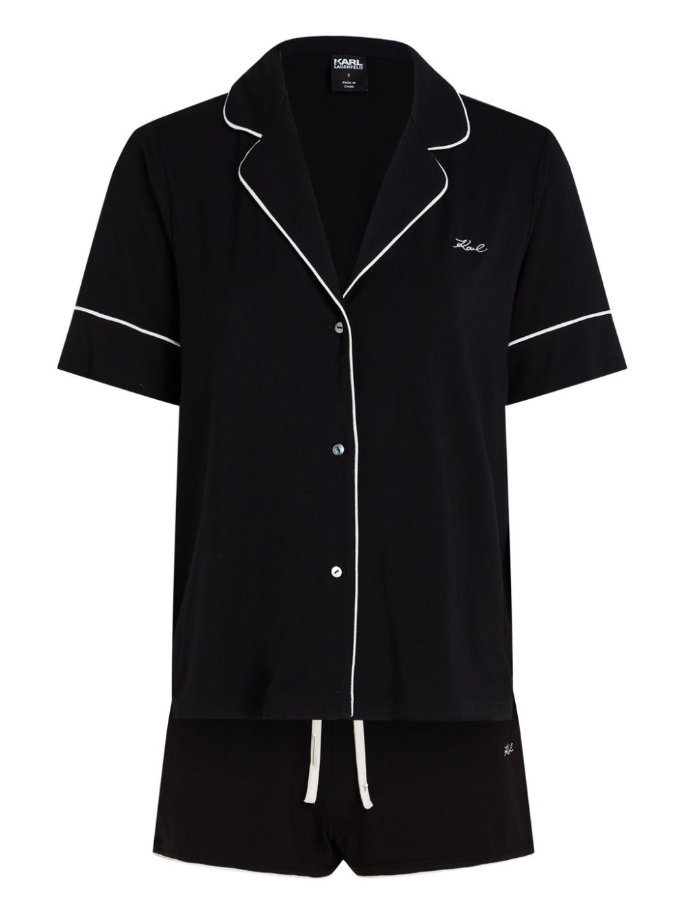 Karl Lagerfeld Signature jersey pajama set - Black von Karl Lagerfeld