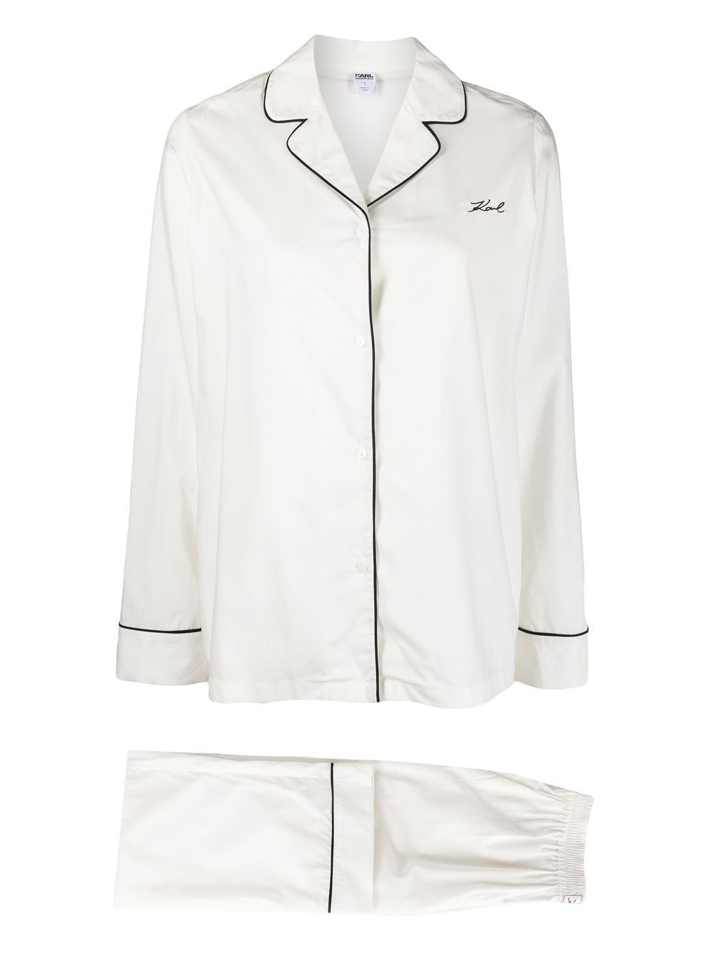 Karl Lagerfeld logo-embroidered two-tone pajamas - White von Karl Lagerfeld