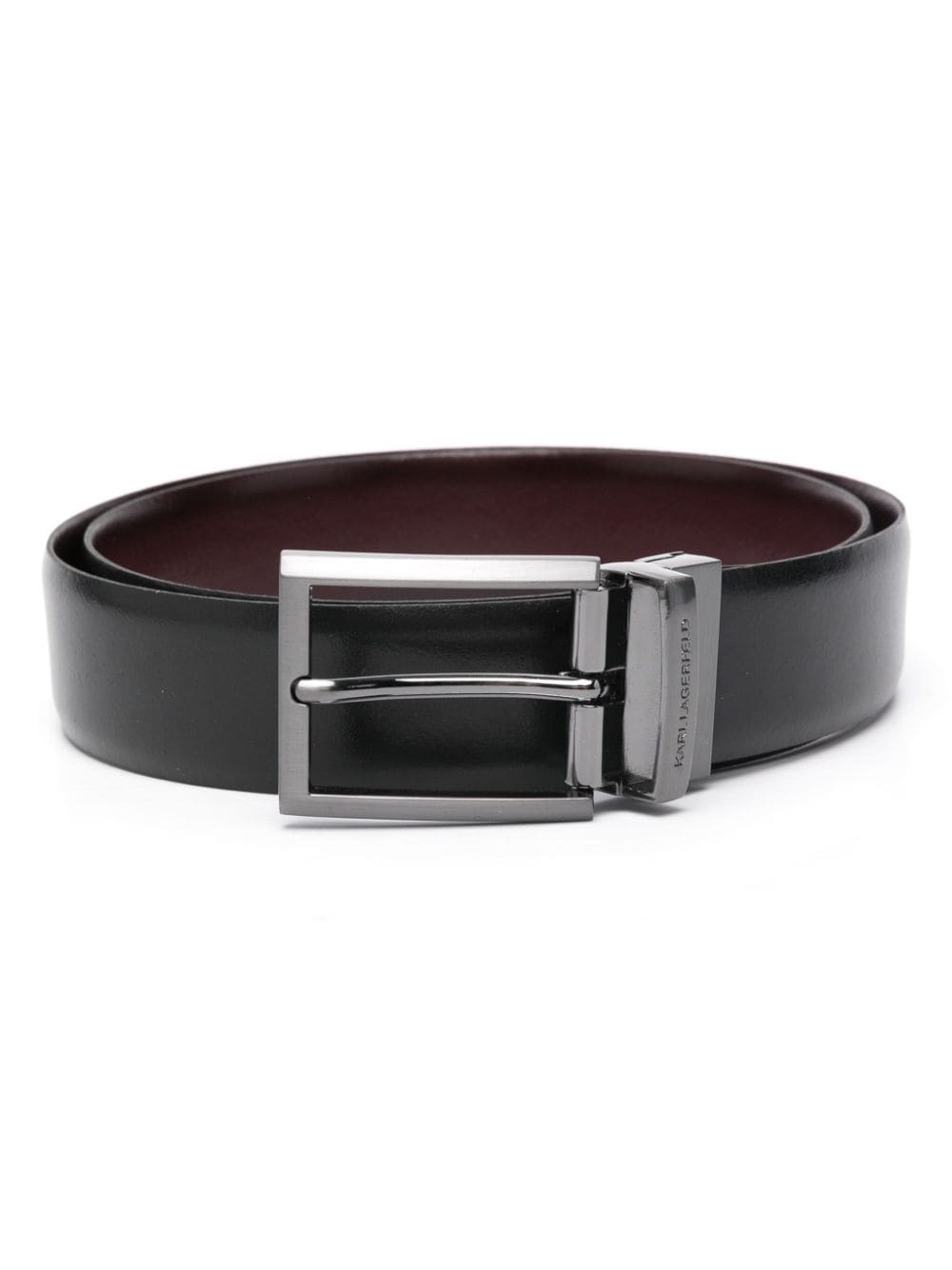 Karl Lagerfeld logo-engraved leather belt - Black von Karl Lagerfeld