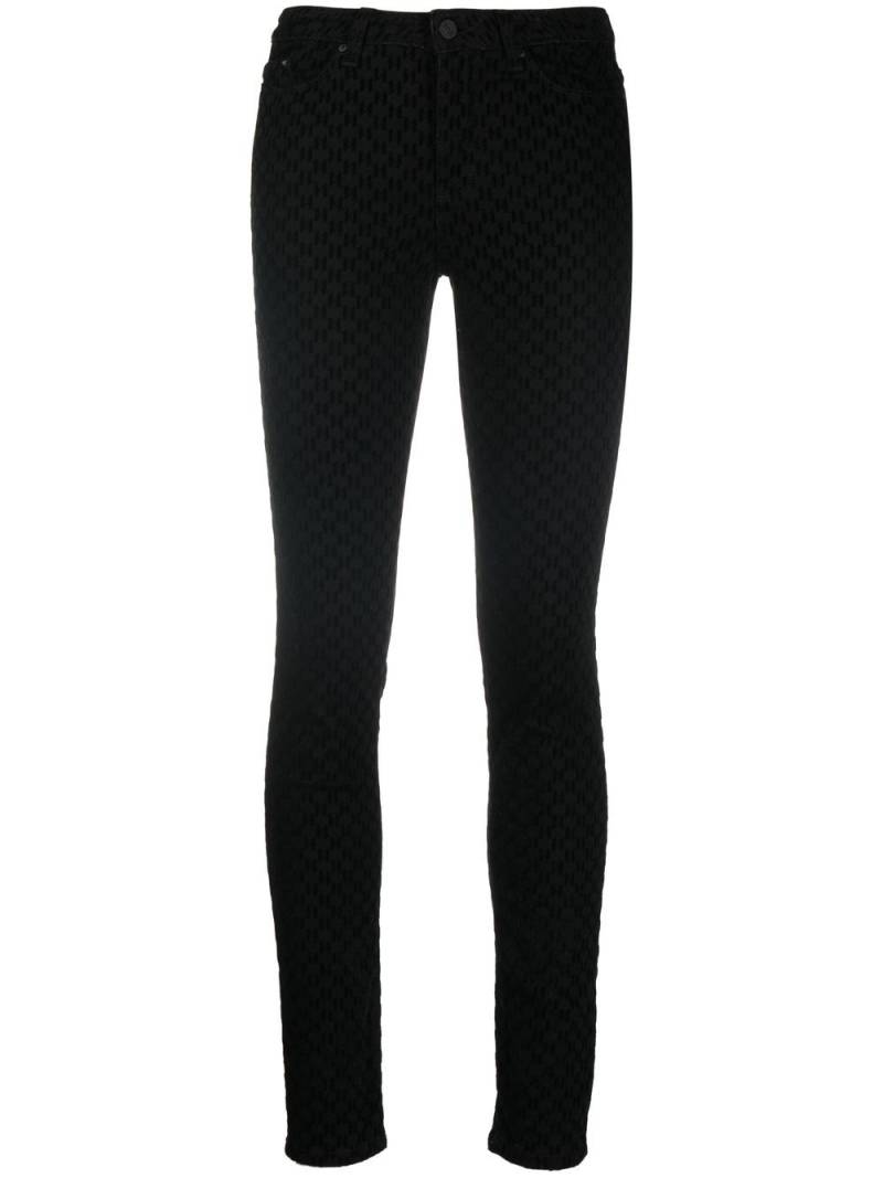 Karl Lagerfeld logo-flock skinny jeans - Black von Karl Lagerfeld