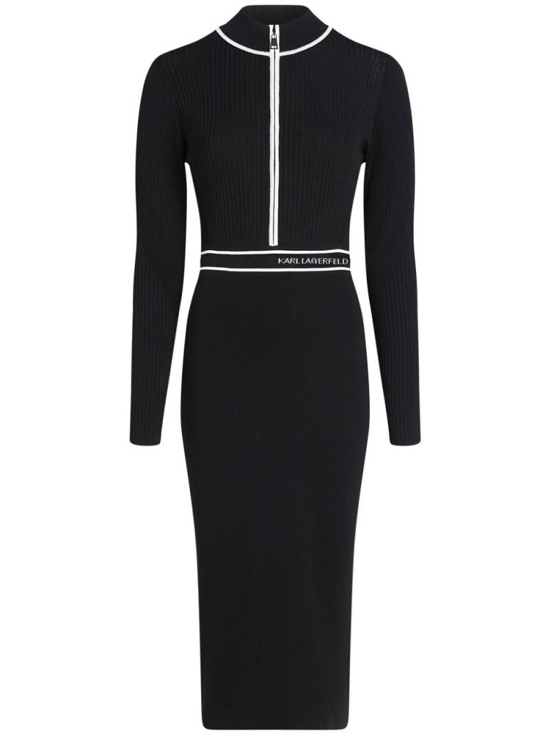 Karl Lagerfeld logo-intarsia knitted dress - Black von Karl Lagerfeld