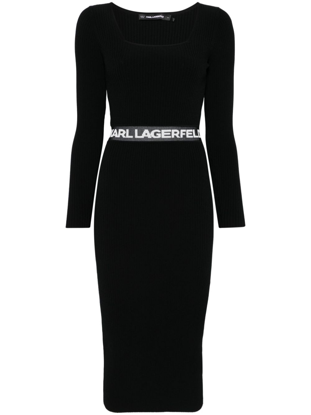 Karl Lagerfeld logo-intarsia midi dress - Black von Karl Lagerfeld