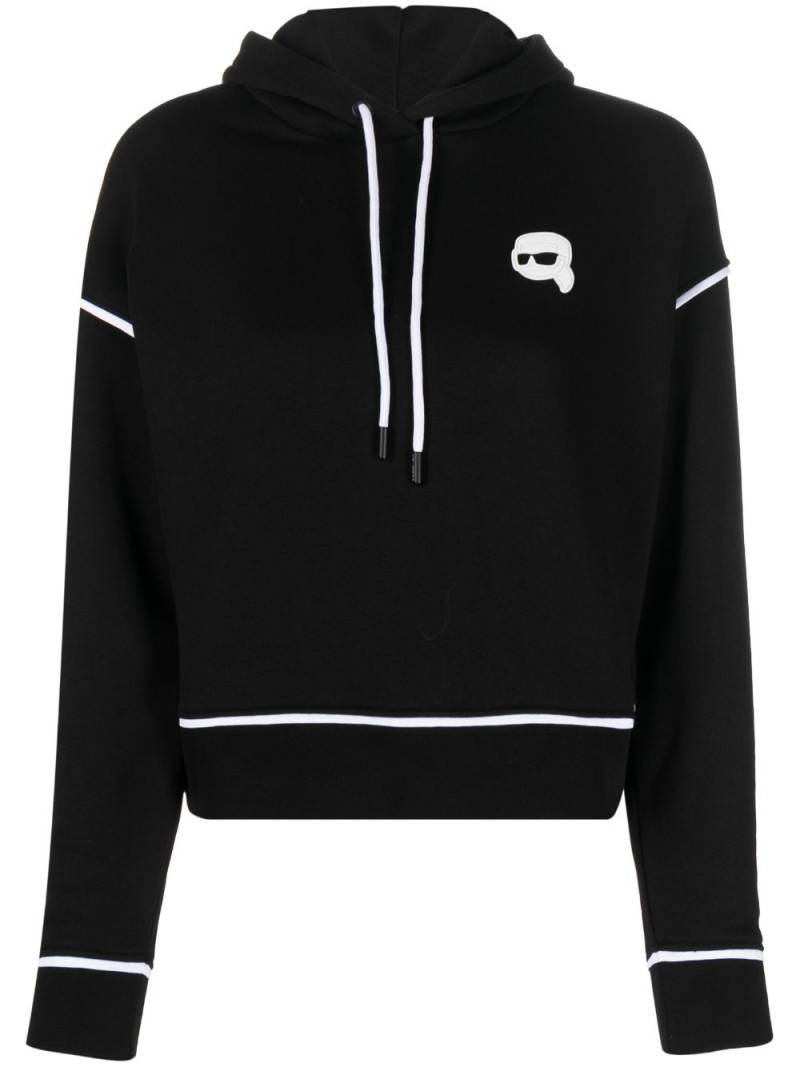 Karl Lagerfeld logo-patch drawstring hoodie - Black von Karl Lagerfeld