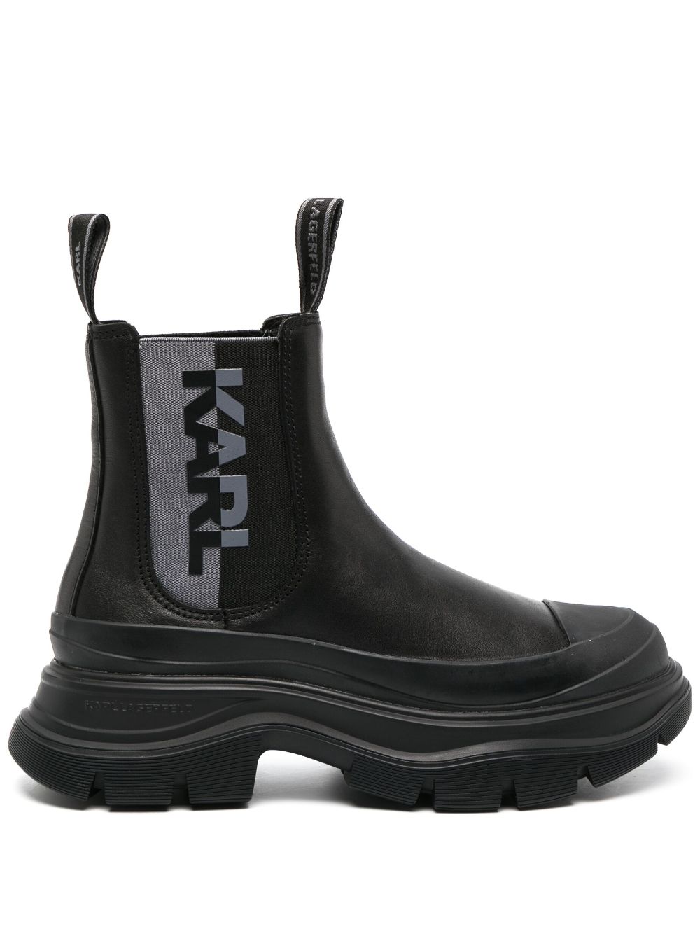 Karl Lagerfeld logo-patch leather ankle boots - Black von Karl Lagerfeld