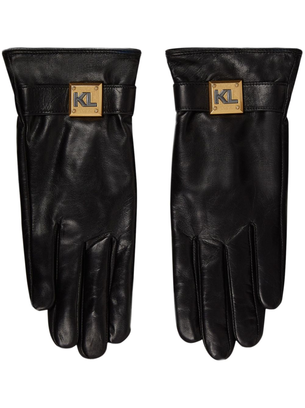 Karl Lagerfeld logo-plaque goatskin gloves - Black von Karl Lagerfeld