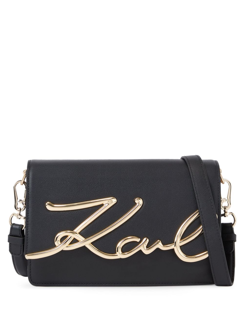 Karl Lagerfeld medium Signature leather shoulder bag - Black von Karl Lagerfeld