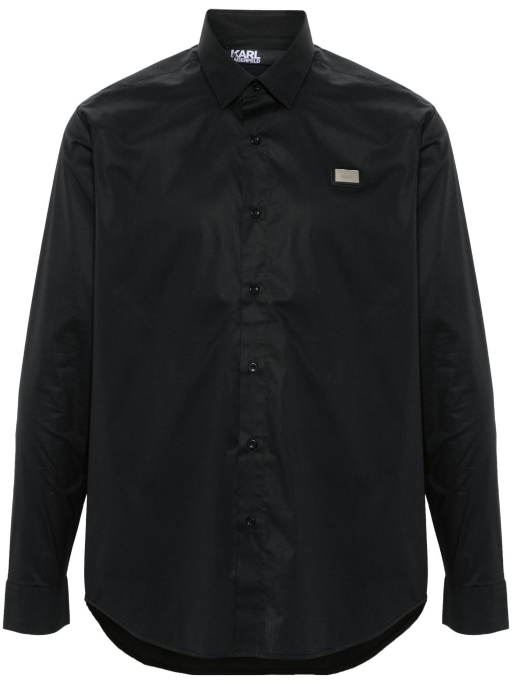 Karl Lagerfeld logo-plaque poplin shirt - Black von Karl Lagerfeld