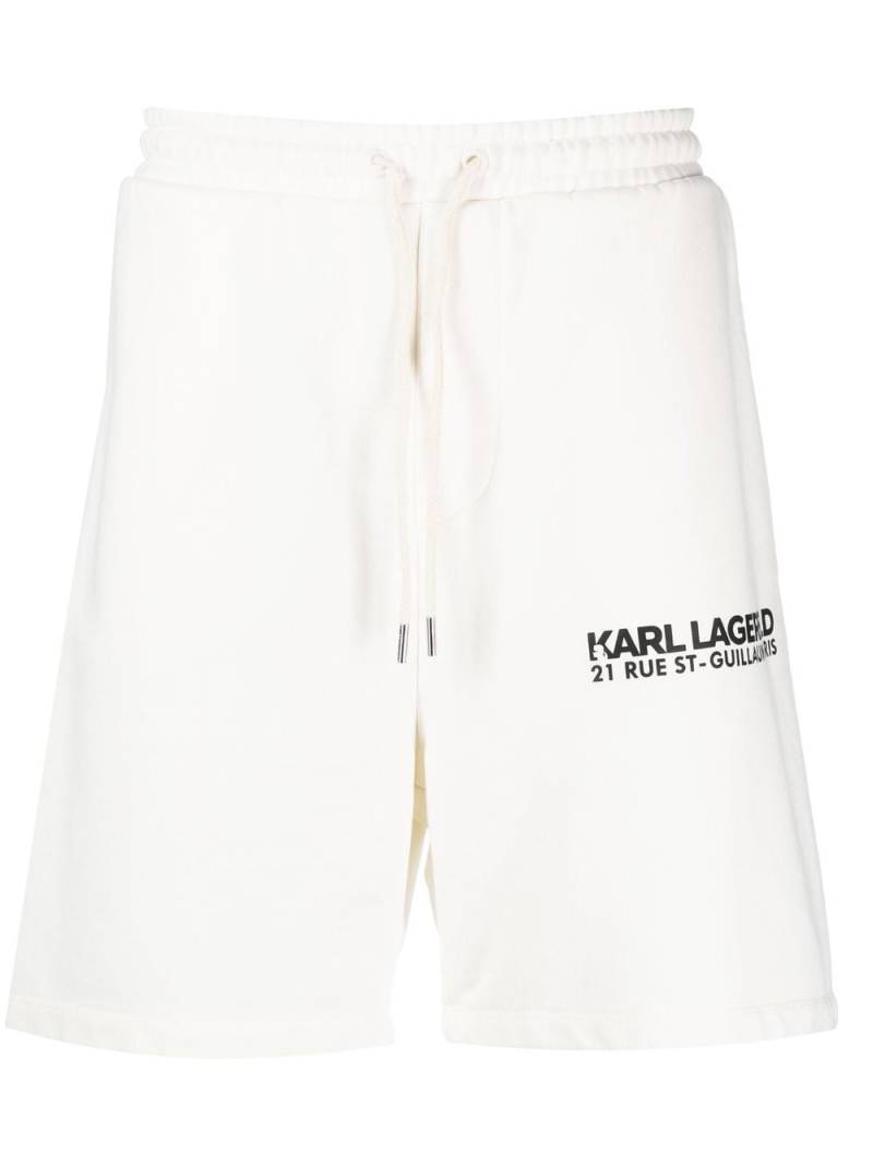 Karl Lagerfeld logo-print organic-cotton track shorts - White von Karl Lagerfeld