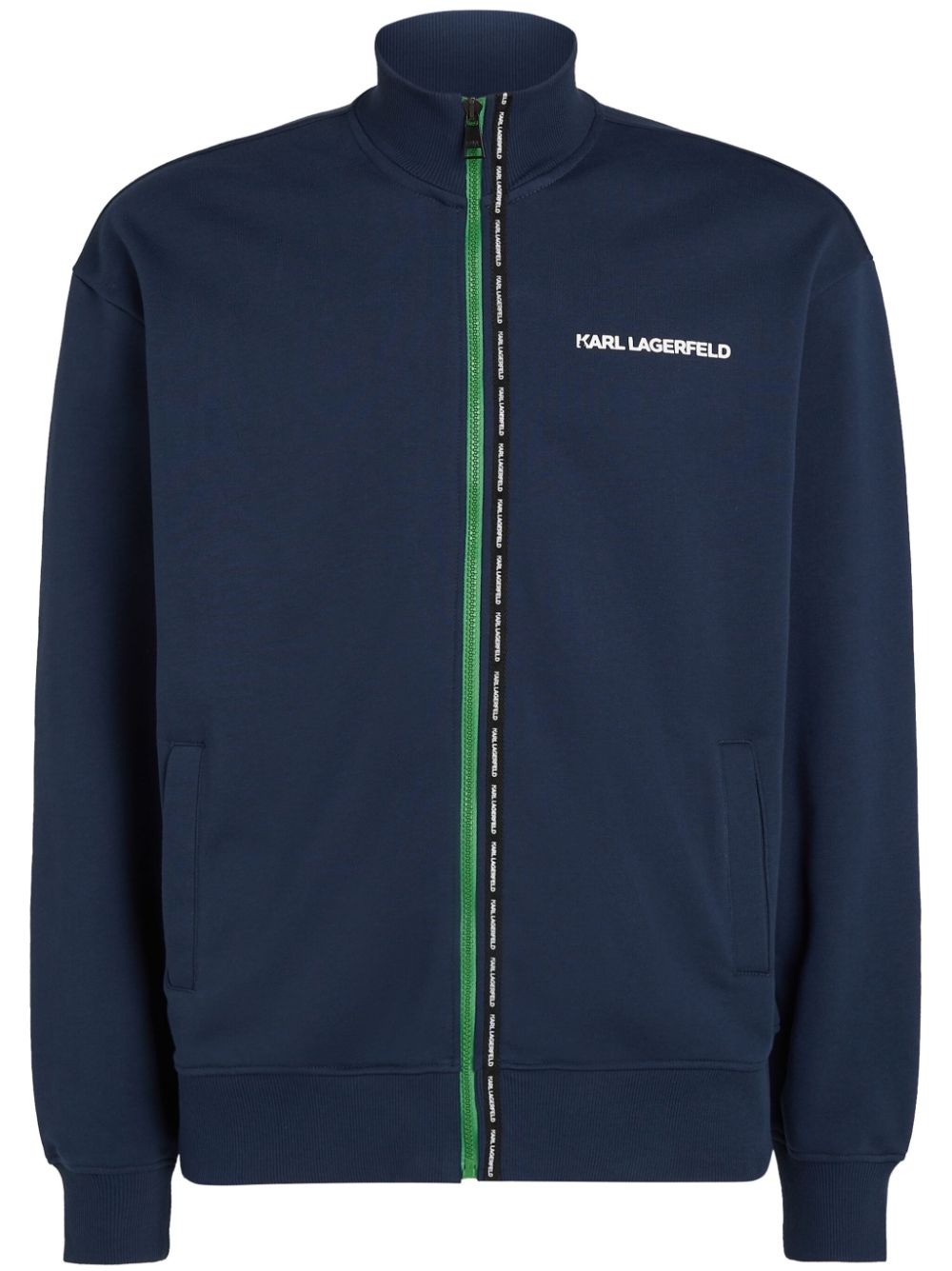 Karl Lagerfeld logo-stripe zip-up sweatshirt - Blue von Karl Lagerfeld