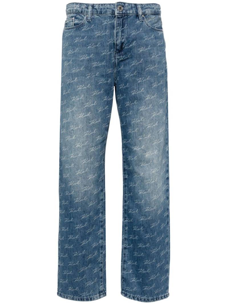 Karl Lagerfeld logo-print straight-leg jeans - Blue von Karl Lagerfeld