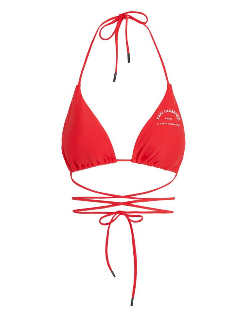 Karl Lagerfeld logo-print triangle bikini top - Red von Karl Lagerfeld