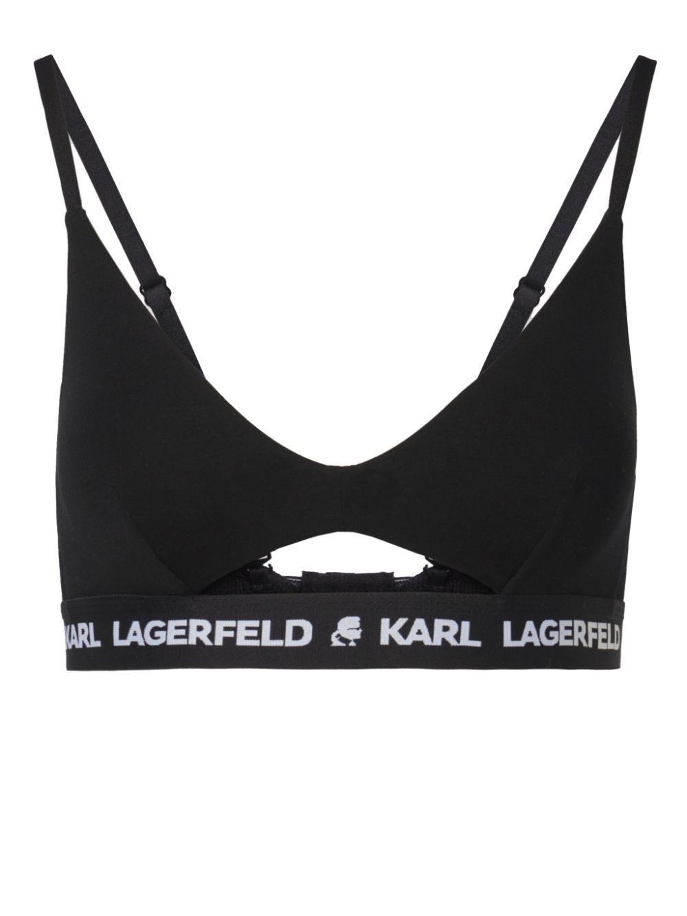 Karl Lagerfeld logo-underband peephole bra - Black von Karl Lagerfeld