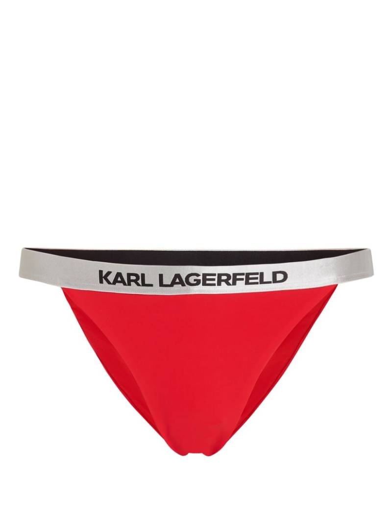 Karl Lagerfeld logo-waistband bikini bottoms - Red von Karl Lagerfeld