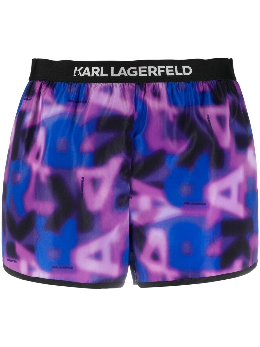 Karl Lagerfeld logo-waistband detail shorts - Purple von Karl Lagerfeld