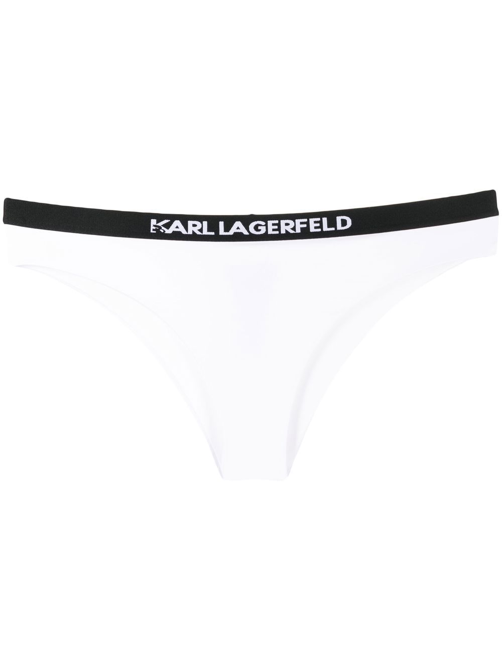 Karl Lagerfeld logo-waisted bikini brief - White von Karl Lagerfeld