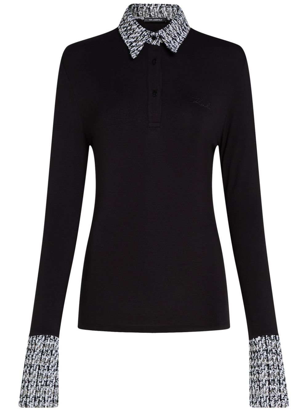 Karl Lagerfeld boucl� polo shirt - Black von Karl Lagerfeld