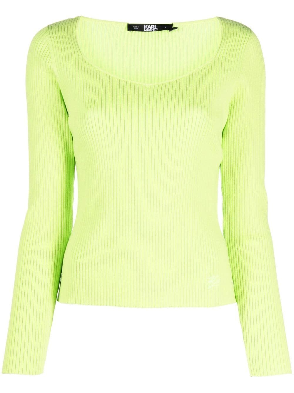 Karl Lagerfeld long-sleeve scoop-neck top - Green von Karl Lagerfeld