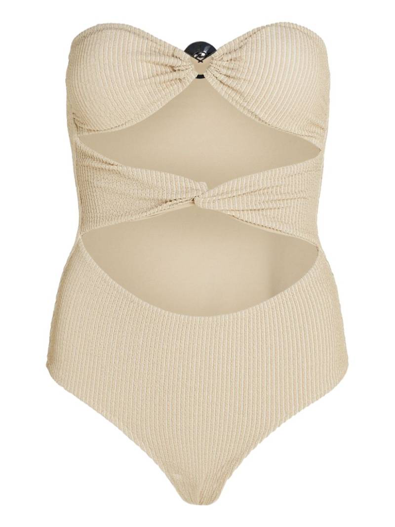 Karl Lagerfeld Fan Charm strapless lurex swimsuit - Neutrals von Karl Lagerfeld