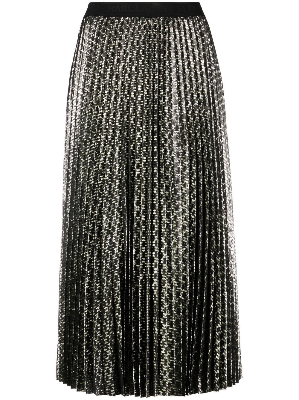 Karl Lagerfeld lurex monogram-pattern pleated skirt - Black von Karl Lagerfeld