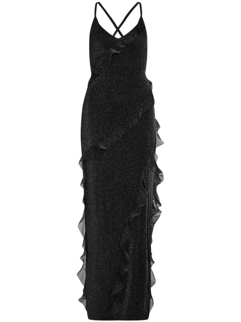 Karl Lagerfeld lurex ruffle maxi dress - Black von Karl Lagerfeld