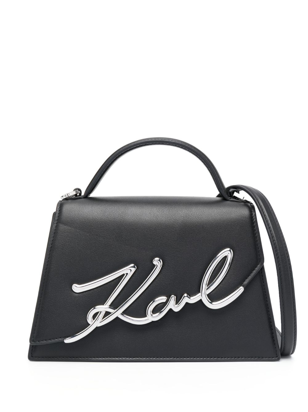 Karl Lagerfeld medium Signature leather cross body bag - Black von Karl Lagerfeld