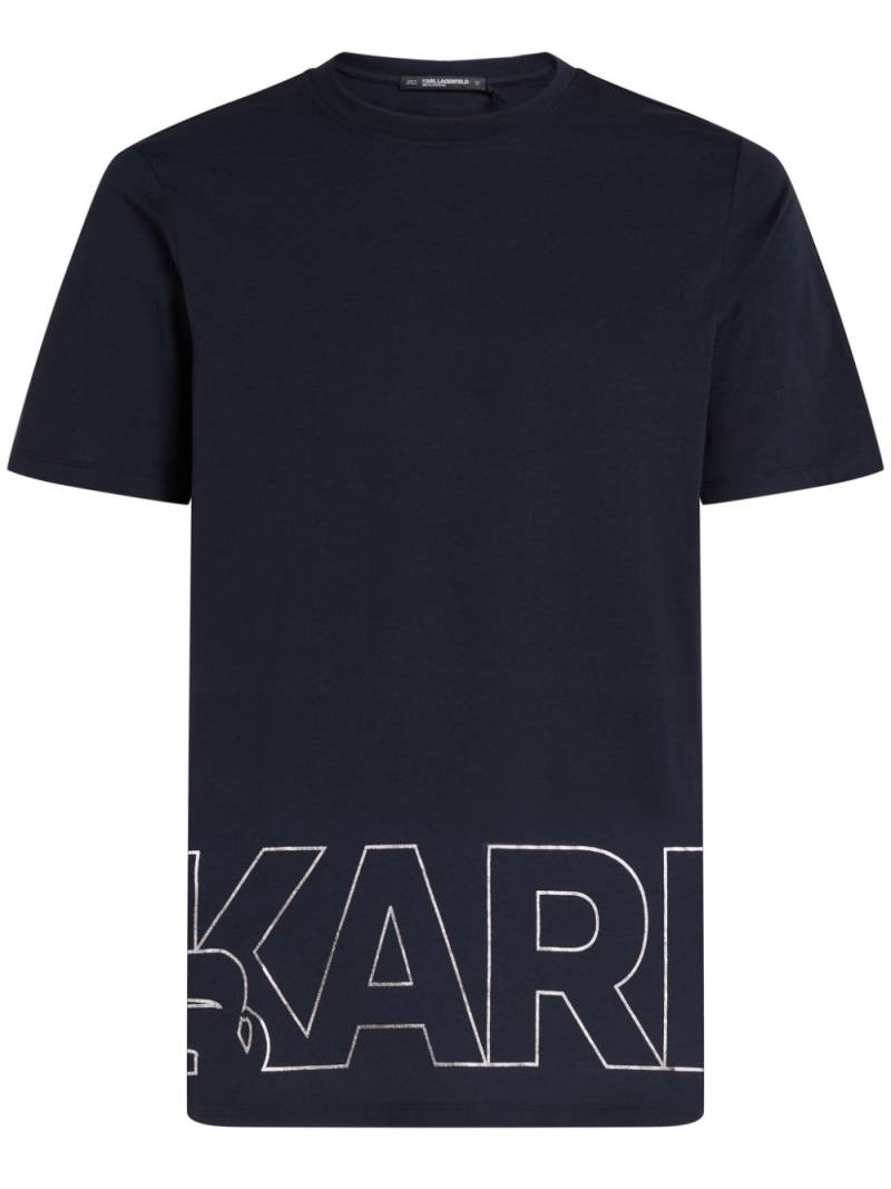 Karl Lagerfeld metallic logo-print T-shirt - Blue von Karl Lagerfeld