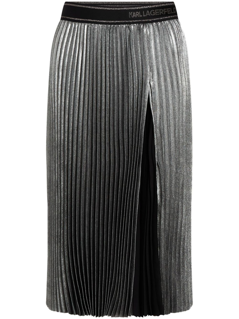 Karl Lagerfeld metallic pleated midi skirt - Silver von Karl Lagerfeld