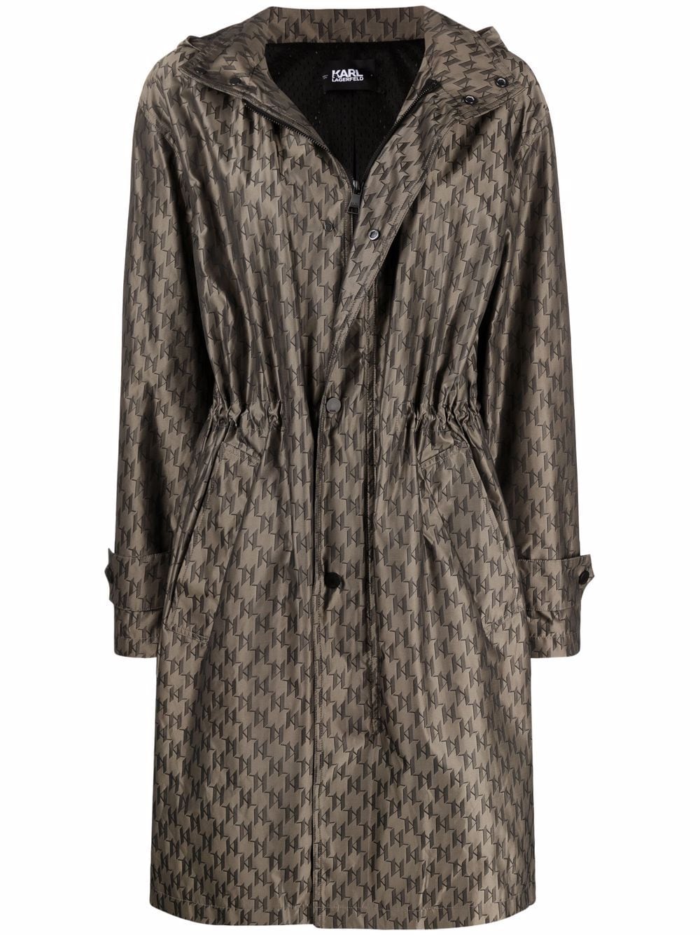 Karl Lagerfeld monogram hooded coat - Brown von Karl Lagerfeld