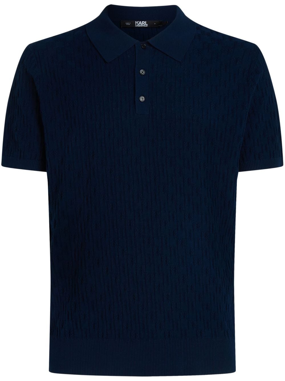 Karl Lagerfeld monogram-jacquard cotton polo shirt - Blue von Karl Lagerfeld