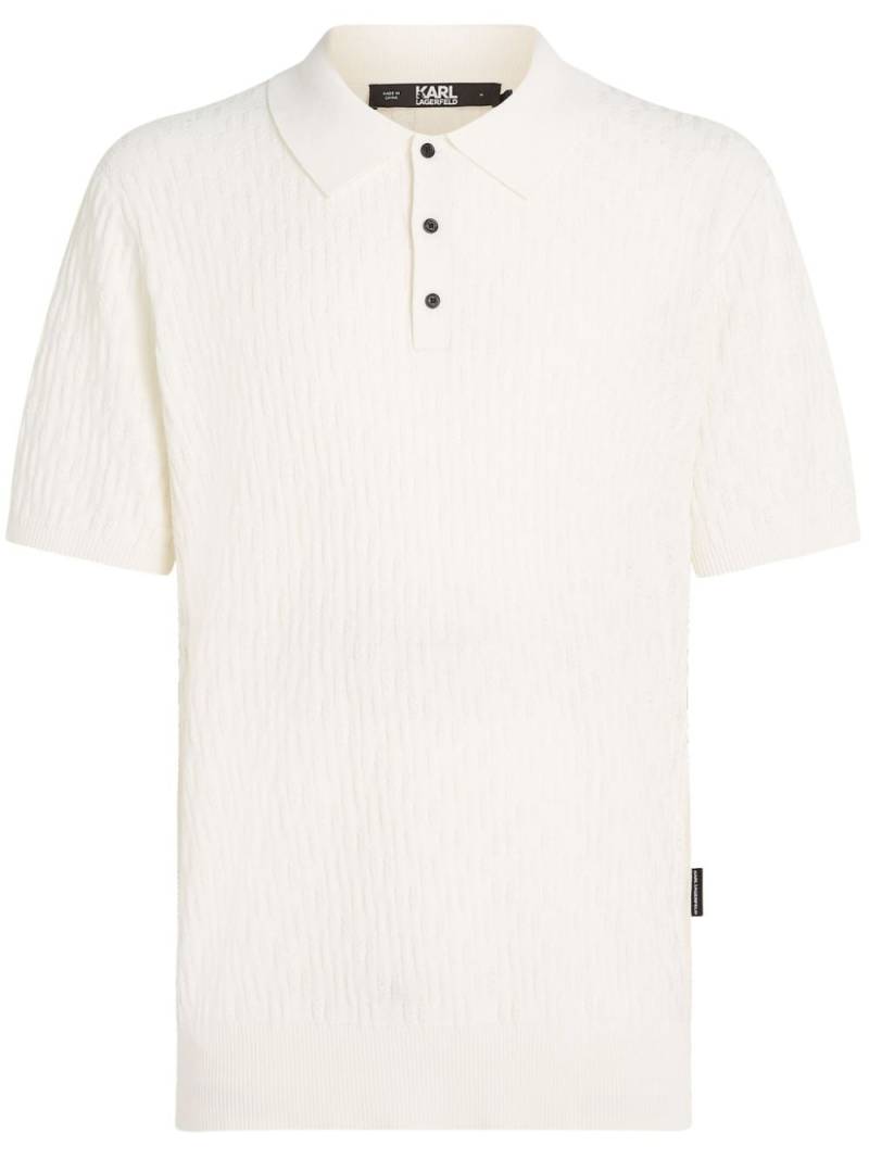 Karl Lagerfeld monogram-jacquard cotton polo shirt - White von Karl Lagerfeld