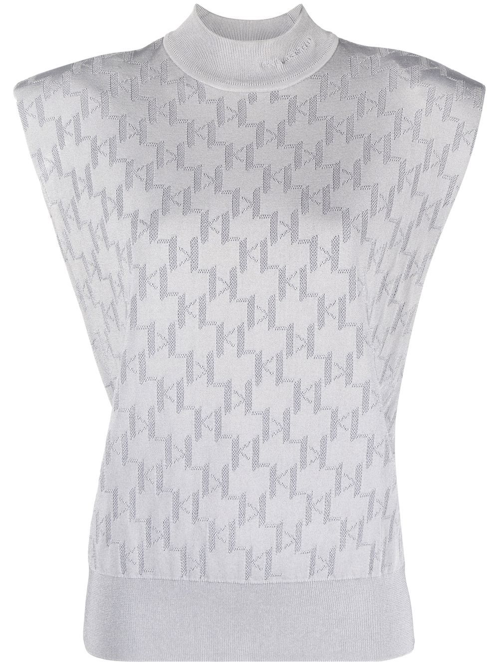 Karl Lagerfeld monogram jacquard knit top - Grey von Karl Lagerfeld