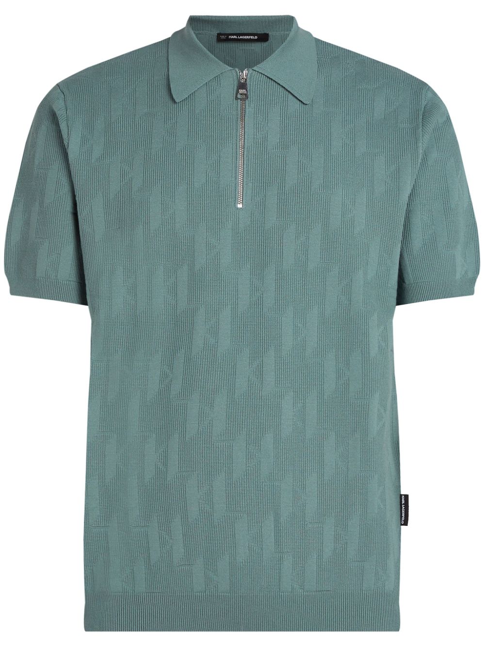 Karl Lagerfeld monogram-jacquard polo shirt - Blue von Karl Lagerfeld