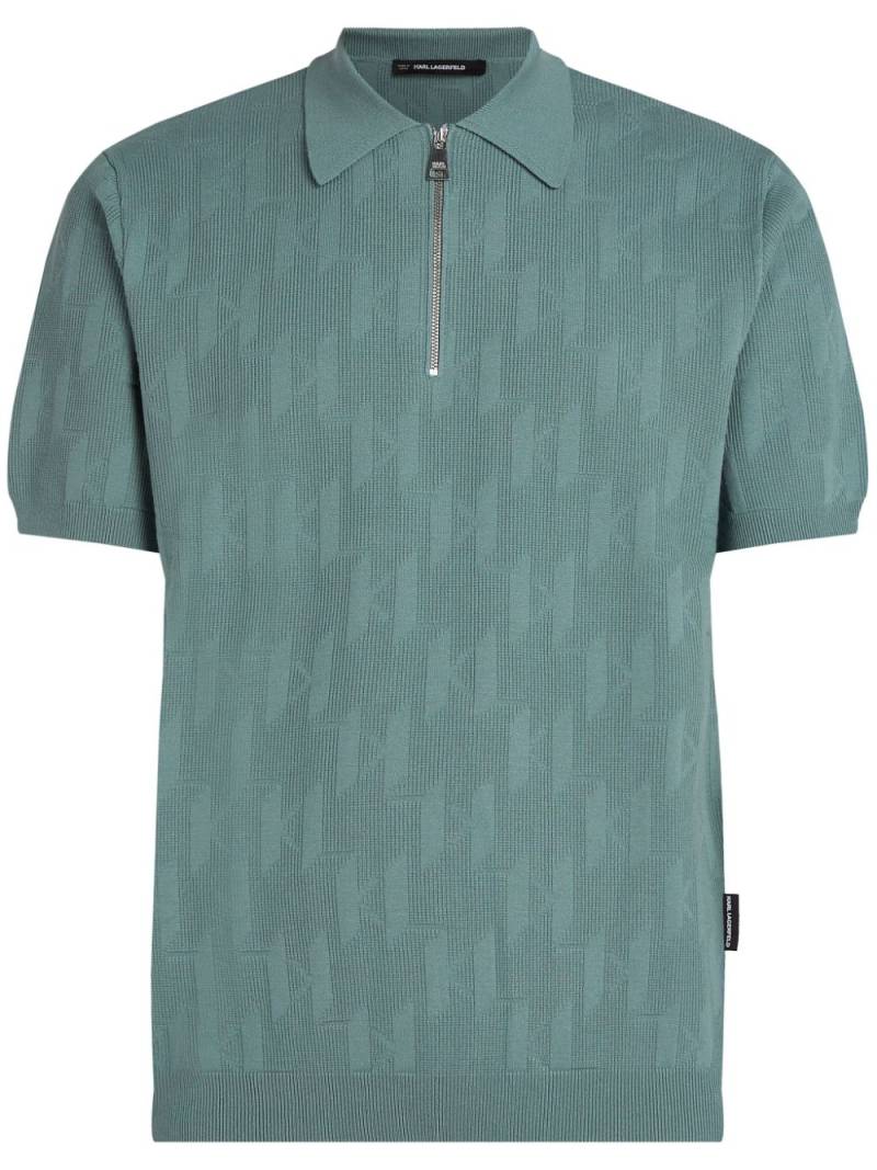 Karl Lagerfeld monogram-jacquard polo shirt - Blue von Karl Lagerfeld