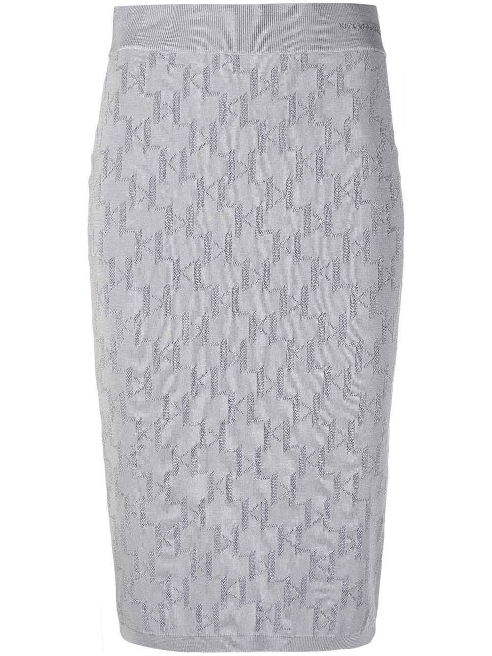 Karl Lagerfeld monogram jacquard skirt - Grey von Karl Lagerfeld